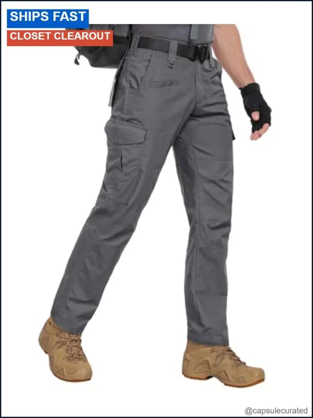 Men's Ripstop Water Resistant Cargo Pants 9 Pocket Tactical Hiking Work Pants